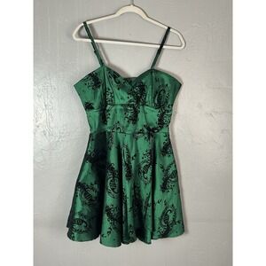 Women's Voodoo Vixen Mini Dress Green with Peacocks Size XL Pinup Rockabilly